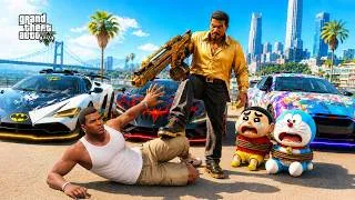 Thumbnail: GTA 5 : Franklin & Shinchan 🤣 Gangster Wants Glowing Cars 🚗 Full Fun #bommalu #gta5telugu #gta5