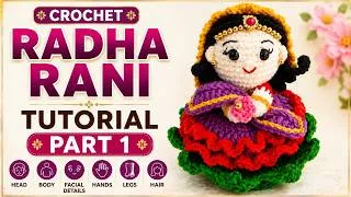 Thumbnail: Crochet Radha Rani Doll 🪷 | Part 1 | Head, Body & Face | Tutorial For Beginners