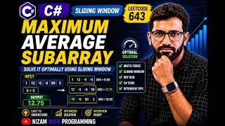 Thumbnail: Maximum Average Subarray I  C#  LeetCode 643  Sliding Window
