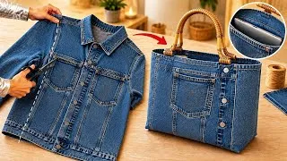 Thumbnail: 30 Minutes! ✂️ Old Denim Jacket Into a Practical Laptop Bag 👜