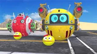 Thumbnail: MS PACMAN & POLICE PACMAN BATTLE VS 2 MONSTER PACMAN - cartoon Pac-Man#pacman​ 
