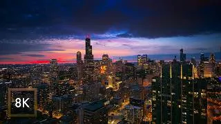 Thumbnail: Chicago Cityscape Open Window | City Night Sounds 8K HDR