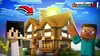 Thumbnail: SURVIVING FIRST DAY IN MINECRAFT WITH MY FRIEND 🔥|| Minecraft Survival Series PE ep.1 [HINDI]
