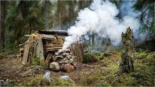 Thumbnail: 6 Days on an Island - Building a Warm Survival Shelter with Fireplace Inside