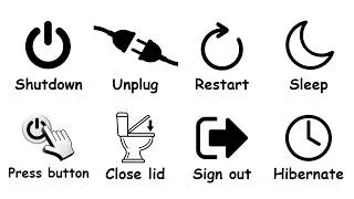 Thumbnail: Every Way to Turn Off a PC Explained in 8 minutes