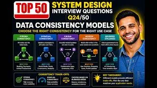 Thumbnail: Data Consistency Models in 10 Minutes | Q24/50 System Design Interview | FAANG System Design | Hindi