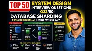 Thumbnail: Database Sharding in 10 Minutes 🔥 | Q22/50 System Design Interview | In Hindi