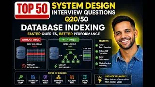 Thumbnail: Database Indexing Explained | Q20/50 System Design Interview | Why Your SQL Queries Are Slow🔥| Hindi