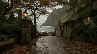 Thumbnail: Cozy Cottage Village by the Sea | Dark Academia Ambience & Sad Piano for Night Reader