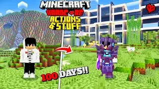 Thumbnail: I Survived 100 Days with Action and Stuff in Minecraft Hardcore Bedrock Edition.