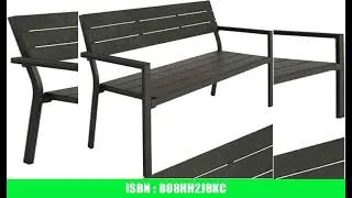 Thumbnail: tectake® Gartenbank, Bank in Holzoptik mit Aluminium Rahmen, Gartenmöbel, Balkonbank Sitzbank