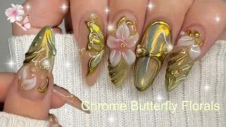 Thumbnail: Chrome Butterfly Florals 🌱 | Gel-X Nail Tutorial | Step-By-Step | Sweetie Nail Supply Haul