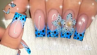 Thumbnail: Blue Polka Dot Florals 💙 | Polygel Nail Tutorial | Step-By-Step