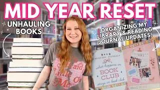 Thumbnail: MID YEAR RESET 📖 reading journal updates, unhauling books, book shopping, & organizing my library