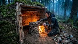 Thumbnail: Building a Stone Fireplace Inside My Dugout Shelter | Bushcraft ASMR