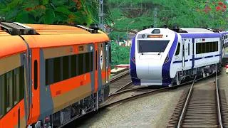 Thumbnail: TWO VANDE BHARAT X RAILROAD CROSSING | | BUMPY RAILROAD | Train Simulator | Railwork | NTG GAMING