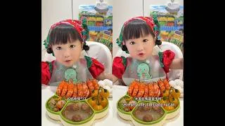 Thumbnail: One-one, two-two… eight yummy rice balls! then four shrimpy-shrimps! ( •̀ ω •́ )✧   #baby