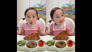Thumbnail: Rice under the piggy ear — perfect spot! ( •̀ ω •́ )✧ #babygirl #babyeating #cuty #babychoice