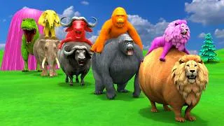 Thumbnail: Long Slide Game With Cow Elephant Gorilla Hippopotamus Tiger - 3d Animal Game - Funny 3d Animals