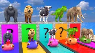 Thumbnail: Long Slide Game With Cow Elephant Gorilla Hippopotamus Tiger - 3d Animal Game - Funny 3d Animals