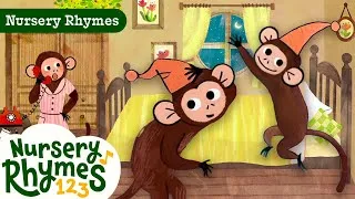Thumbnail: Five Little Cheeky Monkeys!! 🙉 Songs For Kids | Nursery Rhymes 123
