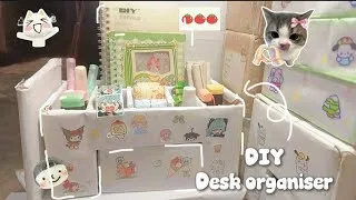Thumbnail: DIY desk organizer 🌱💭⭐|| easy!!! | Nusrat 😝💗|| & don't forget to sub ✌🏻😭