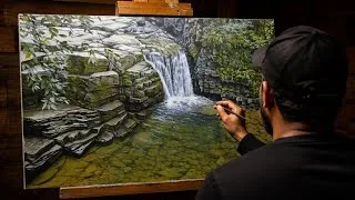 Thumbnail: Waterfall Landscape Oil Painting Process | EMERALD CASCADE