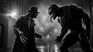 Thumbnail: Venom vs Wolverine: "Jaws and Claws" (1940s Noir AI Film)