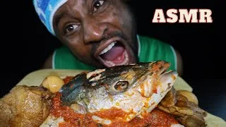 Thumbnail: Asmr less than $1 Big Salmon FishBoneHead,Chicken & Fatty Beef Breast.