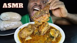 Thumbnail: Asmr Big ChickenBone Ogbono Soup and Oathmeal Fufu. biggest Old layer chicken  Eaten in my Life