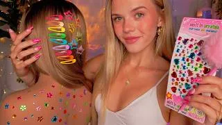 Thumbnail: ASMR Bedazzled Back Scratches & Gentle Hairplay 💎🩷✨ (long nails + tingles)