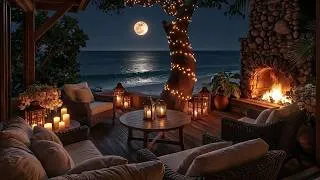 Thumbnail: Moonlit Beach Haven 🌙🌊 Fireplace Sounds, Ocean Waves & Night Ambience for Deep Calm