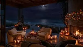 Thumbnail: Pumpkin Glow by the Moonlit Sea 🎃🌙 Ocean Waves, Fire Sounds & Autumn Night Ambience