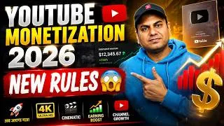 Thumbnail: YouTube ने Monetization Rules बदले! 2026 का बड़ा Update 😱 youtube ke naye niyam