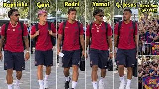 Thumbnail: Barcelona Fans Went CRAZY When Gabriel Jesus, Rodri, Yamal, Gavi, & Raphinha Arrived In Valencia