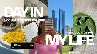Thumbnail: DIML: productive 5:00 am morning routine, leg day, coffee shop, matcha, filming content + dinner 