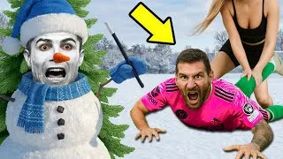 Thumbnail: Ronaldo Disguises as a Snowman with Mbappe to Save Messi on Christmas Night - Olala Football