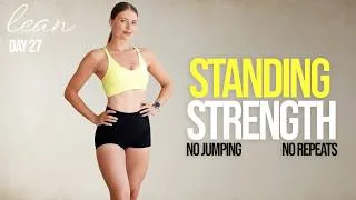 Thumbnail: 30 MIN NO JUMPING | NO REPEATS STANDING STRENGTH WORKOUT WITH DUMBBELLS