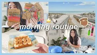 Thumbnail: My morning routine! 🐚⭐️📖🍌(reading, beach walk, pb & banana toast & more)