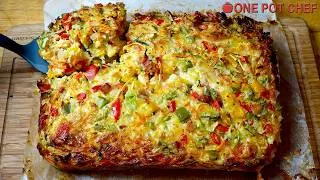 Thumbnail: Rainbow Vegetable Egg and Bacon Slice | One Pot Chef