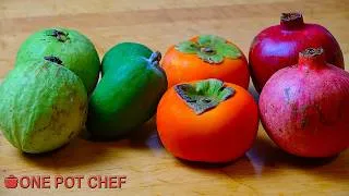 Thumbnail: Exotic Fruit # 2 - How To Eat Persimmon, Pomegranate, Guava and Feijoa | One Pot Chef