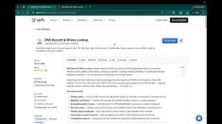 Thumbnail: DNS Record & Whois Lookup Apify App