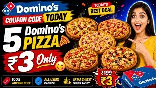 Thumbnail: 5 Domino's Pizza 🍕 ₹3 Only 😋 | dominos coupon code today | Domino's Pizza offers for today 