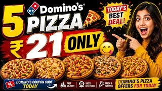 Thumbnail: 5 Domino's Pizza 🍕 ₹21 Only 😋 | dominos coupon code today | Dominos pizza offer coupon code today 