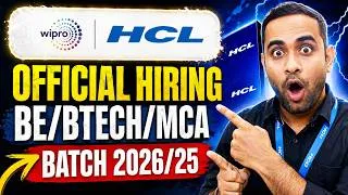 Thumbnail: HCL Tech Official Hiring | Wipro Trainee Hiring | Batch 2026, 2025