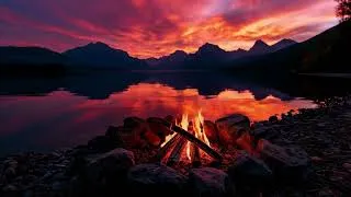 Thumbnail: 🔥 Sunset Campfire by a Mountain Lake | Crackling Sounds & Still Water