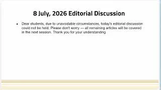 Thumbnail: 8 July, 2026 Editorial Discussion |