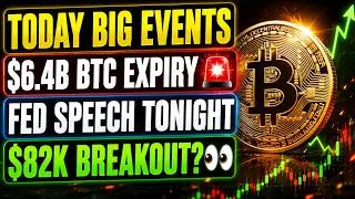 Thumbnail: $6.4B Bitcoin Options Expire Today 🚨 Fed Speech Tonight | BTC $82K Breakout?