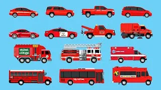 Thumbnail: Best Toddler Learning Colors Street Vehicles for Kids - Learn Red Cars, Trucks, Fire Engines & More