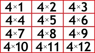 Thumbnail: 4 x Times Multiplication Table for Kids - Fun & Simple Math Equations for Elementary School Children
